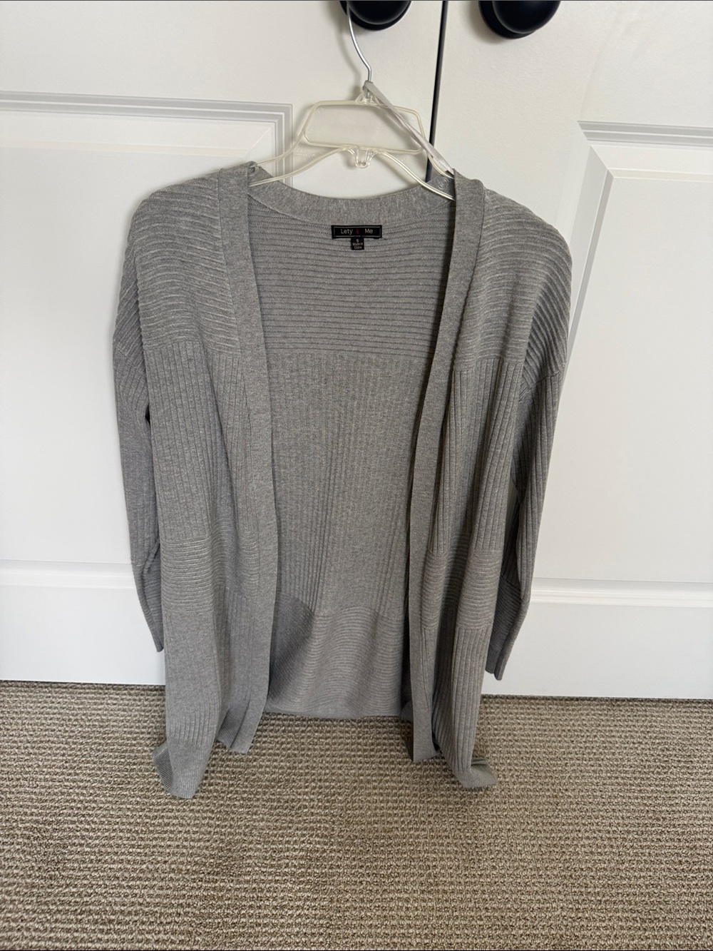 Lightweight Grey Open-Front Ribbed Cardigan